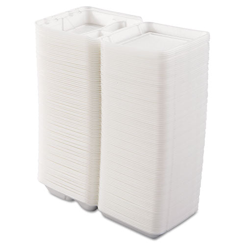 Dart® wholesale. DART Foam Hinged Lid Containers, 3-compartment, 7.5 X 8 X 2.3, White, 200-carton. HSD Wholesale: Janitorial Supplies, Breakroom Supplies, Office Supplies.