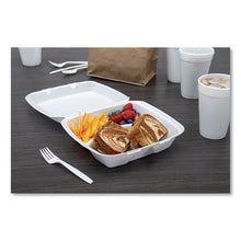 Load image into Gallery viewer, Dart® wholesale. DART Foam Hinged Lid Containers, 3-compartment, 8.38 X 7.78 X 3.25, 200-carton. HSD Wholesale: Janitorial Supplies, Breakroom Supplies, Office Supplies.