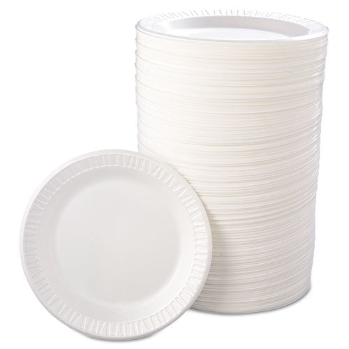Dart® wholesale. Quiet Classic Laminated Foam Dinnerware, Plate, 9" Dia, Wh, 125-pk, 4 Packs-ct. HSD Wholesale: Janitorial Supplies, Breakroom Supplies, Office Supplies.