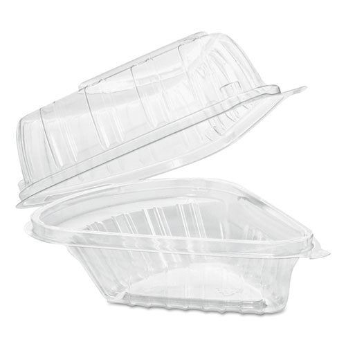 Dart® wholesale. Showtime Clear Hinged Containers, Pie Wedge, 6.67 Oz, 6.1 X 5.6 X 3, Clear, 125-pack, 2 Packs-carton. HSD Wholesale: Janitorial Supplies, Breakroom Supplies, Office Supplies.