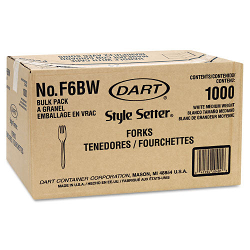 Dart® wholesale. DART Style Setter Mediumweight Plastic Forks, White, 1000-carton. HSD Wholesale: Janitorial Supplies, Breakroom Supplies, Office Supplies.