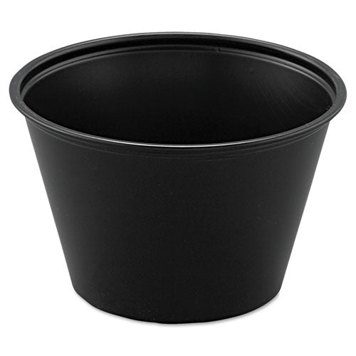 Dart® wholesale. DART Polystyrene Portion Cups, 4 Oz, Black, 250-bag, 10 Bags-carton. HSD Wholesale: Janitorial Supplies, Breakroom Supplies, Office Supplies.