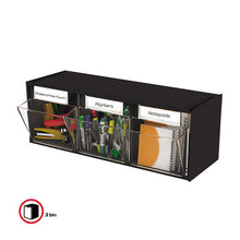 Load image into Gallery viewer, deflecto® wholesale. Tilt Bin Interlocking Multi-bin Storage Organizer, 3 Sections, 23.63&quot; X 7.75&quot; X 9.5&quot;, Black-clear. HSD Wholesale: Janitorial Supplies, Breakroom Supplies, Office Supplies.