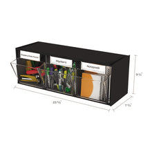 Load image into Gallery viewer, deflecto® wholesale. Tilt Bin Interlocking Multi-bin Storage Organizer, 3 Sections, 23.63&quot; X 7.75&quot; X 9.5&quot;, Black-clear. HSD Wholesale: Janitorial Supplies, Breakroom Supplies, Office Supplies.