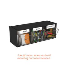 Load image into Gallery viewer, deflecto® wholesale. Tilt Bin Interlocking Multi-bin Storage Organizer, 3 Sections, 23.63&quot; X 7.75&quot; X 9.5&quot;, Black-clear. HSD Wholesale: Janitorial Supplies, Breakroom Supplies, Office Supplies.