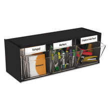 Load image into Gallery viewer, deflecto® wholesale. Tilt Bin Interlocking Multi-bin Storage Organizer, 3 Sections, 23.63&quot; X 7.75&quot; X 9.5&quot;, Black-clear. HSD Wholesale: Janitorial Supplies, Breakroom Supplies, Office Supplies.