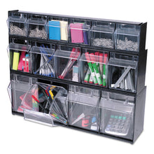 Load image into Gallery viewer, deflecto® wholesale. Tilt Bin Interlocking Multi-bin Storage Organizer, 5 Sections, 23.63&quot; X 5.25&quot; X 6.5&quot;, Black-clear. HSD Wholesale: Janitorial Supplies, Breakroom Supplies, Office Supplies.