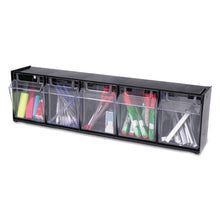 Load image into Gallery viewer, deflecto® wholesale. Tilt Bin Interlocking Multi-bin Storage Organizer, 5 Sections, 23.63&quot; X 5.25&quot; X 6.5&quot;, Black-clear. HSD Wholesale: Janitorial Supplies, Breakroom Supplies, Office Supplies.