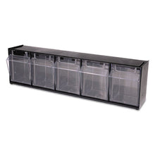 Load image into Gallery viewer, deflecto® wholesale. Tilt Bin Interlocking Multi-bin Storage Organizer, 5 Sections, 23.63&quot; X 5.25&quot; X 6.5&quot;, Black-clear. HSD Wholesale: Janitorial Supplies, Breakroom Supplies, Office Supplies.