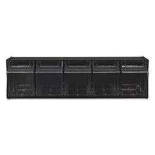 Load image into Gallery viewer, deflecto® wholesale. Tilt Bin Interlocking Multi-bin Storage Organizer, 5 Sections, 23.63&quot; X 5.25&quot; X 6.5&quot;, Black-clear. HSD Wholesale: Janitorial Supplies, Breakroom Supplies, Office Supplies.