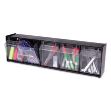 Load image into Gallery viewer, deflecto® wholesale. Tilt Bin Interlocking Multi-bin Storage Organizer, 5 Sections, 23.63&quot; X 5.25&quot; X 6.5&quot;, Black-clear. HSD Wholesale: Janitorial Supplies, Breakroom Supplies, Office Supplies.