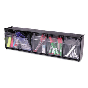 deflecto® wholesale. Tilt Bin Interlocking Multi-bin Storage Organizer, 5 Sections, 23.63" X 5.25" X 6.5", Black-clear. HSD Wholesale: Janitorial Supplies, Breakroom Supplies, Office Supplies.