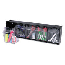 Load image into Gallery viewer, deflecto® wholesale. Tilt Bin Interlocking Multi-bin Storage Organizer, 5 Sections, 23.63&quot; X 5.25&quot; X 6.5&quot;, Black-clear. HSD Wholesale: Janitorial Supplies, Breakroom Supplies, Office Supplies.