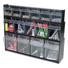 Load image into Gallery viewer, deflecto® wholesale. Tilt Bin Interlocking Multi-bin Storage Organizer, 5 Sections, 23.63&quot; X 5.25&quot; X 6.5&quot;, Black-clear. HSD Wholesale: Janitorial Supplies, Breakroom Supplies, Office Supplies.