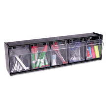 Load image into Gallery viewer, deflecto® wholesale. Tilt Bin Interlocking Multi-bin Storage Organizer, 5 Sections, 23.63&quot; X 5.25&quot; X 6.5&quot;, Black-clear. HSD Wholesale: Janitorial Supplies, Breakroom Supplies, Office Supplies.