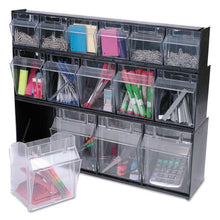 Load image into Gallery viewer, deflecto® wholesale. Tilt Bin Interlocking Multi-bin Storage Organizer, 5 Sections, 23.63&quot; X 5.25&quot; X 6.5&quot;, Black-clear. HSD Wholesale: Janitorial Supplies, Breakroom Supplies, Office Supplies.