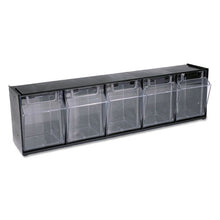 Load image into Gallery viewer, deflecto® wholesale. Tilt Bin Interlocking Multi-bin Storage Organizer, 5 Sections, 23.63&quot; X 5.25&quot; X 6.5&quot;, Black-clear. HSD Wholesale: Janitorial Supplies, Breakroom Supplies, Office Supplies.