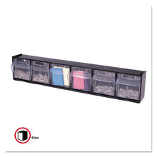 Load image into Gallery viewer, deflecto® wholesale. Tilt Bin Interlocking Multi-bin Storage Organizer, 6 Sections, 23.63&quot; X 3.63&quot; X 4.5&quot;, Black-clear. HSD Wholesale: Janitorial Supplies, Breakroom Supplies, Office Supplies.