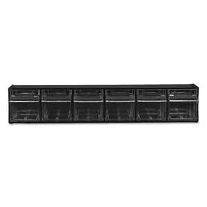 deflecto® wholesale. Tilt Bin Interlocking Multi-bin Storage Organizer, 6 Sections, 23.63" X 3.63" X 4.5", Black-clear. HSD Wholesale: Janitorial Supplies, Breakroom Supplies, Office Supplies.