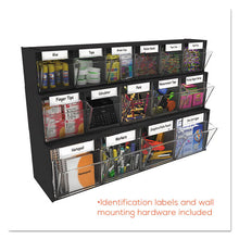 Load image into Gallery viewer, deflecto® wholesale. Tilt Bin Interlocking Multi-bin Storage Organizer, 6 Sections, 23.63&quot; X 3.63&quot; X 4.5&quot;, Black-clear. HSD Wholesale: Janitorial Supplies, Breakroom Supplies, Office Supplies.