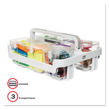 Load image into Gallery viewer, deflecto® wholesale. Stackable Caddy Organizer With S, M And L Containers, White Caddy, Clear Containers. HSD Wholesale: Janitorial Supplies, Breakroom Supplies, Office Supplies.