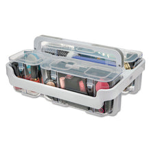 Load image into Gallery viewer, deflecto® wholesale. Stackable Caddy Organizer With S, M And L Containers, White Caddy, Clear Containers. HSD Wholesale: Janitorial Supplies, Breakroom Supplies, Office Supplies.