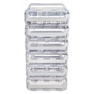 deflecto® wholesale. Stackable Caddy Organizer With S, M And L Containers, White Caddy, Clear Containers. HSD Wholesale: Janitorial Supplies, Breakroom Supplies, Office Supplies.