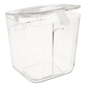 deflecto® wholesale. Stackable Caddy Organizer With S, M And L Containers, White Caddy, Clear Containers. HSD Wholesale: Janitorial Supplies, Breakroom Supplies, Office Supplies.