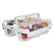 Load image into Gallery viewer, deflecto® wholesale. Stackable Caddy Organizer With S, M And L Containers, White Caddy, Clear Containers. HSD Wholesale: Janitorial Supplies, Breakroom Supplies, Office Supplies.