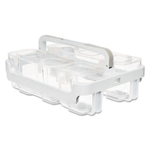 Load image into Gallery viewer, deflecto® wholesale. Stackable Caddy Organizer With S, M And L Containers, White Caddy, Clear Containers. HSD Wholesale: Janitorial Supplies, Breakroom Supplies, Office Supplies.