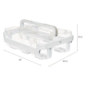 deflecto® wholesale. Stackable Caddy Organizer With S, M And L Containers, White Caddy, Clear Containers. HSD Wholesale: Janitorial Supplies, Breakroom Supplies, Office Supplies.