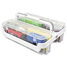 Load image into Gallery viewer, deflecto® wholesale. Stackable Caddy Organizer With S, M And L Containers, White Caddy, Clear Containers. HSD Wholesale: Janitorial Supplies, Breakroom Supplies, Office Supplies.