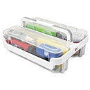 deflecto® wholesale. Stackable Caddy Organizer With S, M And L Containers, White Caddy, Clear Containers. HSD Wholesale: Janitorial Supplies, Breakroom Supplies, Office Supplies.