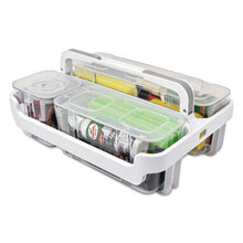 Load image into Gallery viewer, deflecto® wholesale. Stackable Caddy Organizer With S, M And L Containers, White Caddy, Clear Containers. HSD Wholesale: Janitorial Supplies, Breakroom Supplies, Office Supplies.