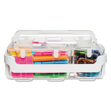 Load image into Gallery viewer, deflecto® wholesale. Stackable Caddy Organizer With S, M And L Containers, White Caddy, Clear Containers. HSD Wholesale: Janitorial Supplies, Breakroom Supplies, Office Supplies.