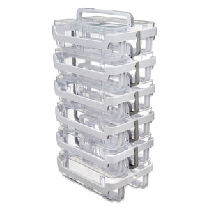 deflecto® wholesale. Stackable Caddy Organizer With S, M And L Containers, White Caddy, Clear Containers. HSD Wholesale: Janitorial Supplies, Breakroom Supplies, Office Supplies.