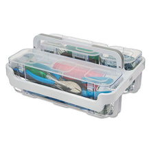 Load image into Gallery viewer, deflecto® wholesale. Stackable Caddy Organizer With S, M And L Containers, White Caddy, Clear Containers. HSD Wholesale: Janitorial Supplies, Breakroom Supplies, Office Supplies.