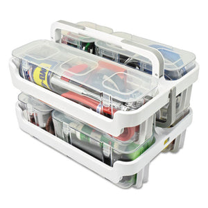 deflecto® wholesale. Stackable Caddy Organizer With S, M And L Containers, White Caddy, Clear Containers. HSD Wholesale: Janitorial Supplies, Breakroom Supplies, Office Supplies.