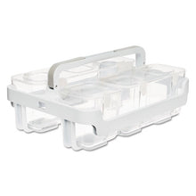 Load image into Gallery viewer, deflecto® wholesale. Stackable Caddy Organizer With S, M And L Containers, White Caddy, Clear Containers. HSD Wholesale: Janitorial Supplies, Breakroom Supplies, Office Supplies.