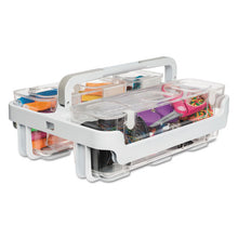 Load image into Gallery viewer, deflecto® wholesale. Stackable Caddy Organizer With S, M And L Containers, White Caddy, Clear Containers. HSD Wholesale: Janitorial Supplies, Breakroom Supplies, Office Supplies.