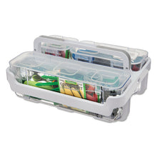 Load image into Gallery viewer, deflecto® wholesale. Stackable Caddy Organizer With S, M And L Containers, White Caddy, Clear Containers. HSD Wholesale: Janitorial Supplies, Breakroom Supplies, Office Supplies.