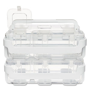 deflecto® wholesale. Stackable Caddy Organizer With S, M And L Containers, White Caddy, Clear Containers. HSD Wholesale: Janitorial Supplies, Breakroom Supplies, Office Supplies.