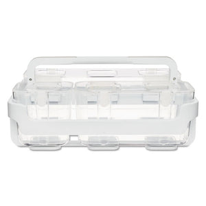 deflecto® wholesale. Stackable Caddy Organizer With S, M And L Containers, White Caddy, Clear Containers. HSD Wholesale: Janitorial Supplies, Breakroom Supplies, Office Supplies.