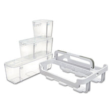 Load image into Gallery viewer, deflecto® wholesale. Stackable Caddy Organizer With S, M And L Containers, White Caddy, Clear Containers. HSD Wholesale: Janitorial Supplies, Breakroom Supplies, Office Supplies.