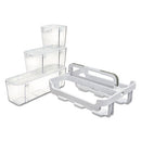 deflecto® wholesale. Stackable Caddy Organizer With S, M And L Containers, White Caddy, Clear Containers. HSD Wholesale: Janitorial Supplies, Breakroom Supplies, Office Supplies.