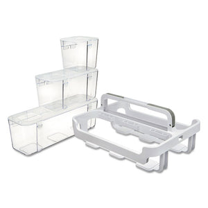 deflecto® wholesale. Stackable Caddy Organizer With S, M And L Containers, White Caddy, Clear Containers. HSD Wholesale: Janitorial Supplies, Breakroom Supplies, Office Supplies.