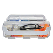 Load image into Gallery viewer, deflecto® wholesale. Stackable Caddy Organizer With S, M And L Containers, White Caddy, Clear Containers. HSD Wholesale: Janitorial Supplies, Breakroom Supplies, Office Supplies.