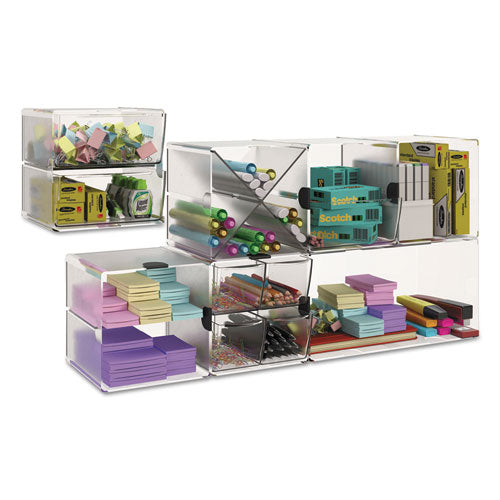 deflecto® wholesale. Stackable Cube Organizer, 2 Drawers, 6 X 7 1-8 X 6, Clear. HSD Wholesale: Janitorial Supplies, Breakroom Supplies, Office Supplies.