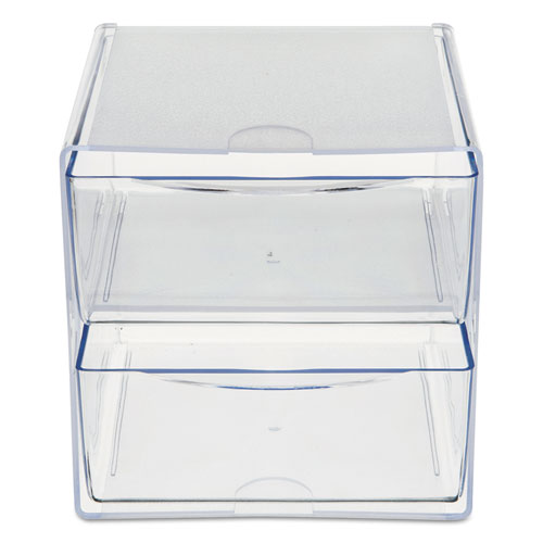 deflecto® wholesale. Stackable Cube Organizer, 2 Drawers, 6 X 7 1-8 X 6, Clear. HSD Wholesale: Janitorial Supplies, Breakroom Supplies, Office Supplies.
