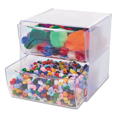 deflecto® wholesale. Stackable Cube Organizer, 2 Drawers, 6 X 7 1-8 X 6, Clear. HSD Wholesale: Janitorial Supplies, Breakroom Supplies, Office Supplies.